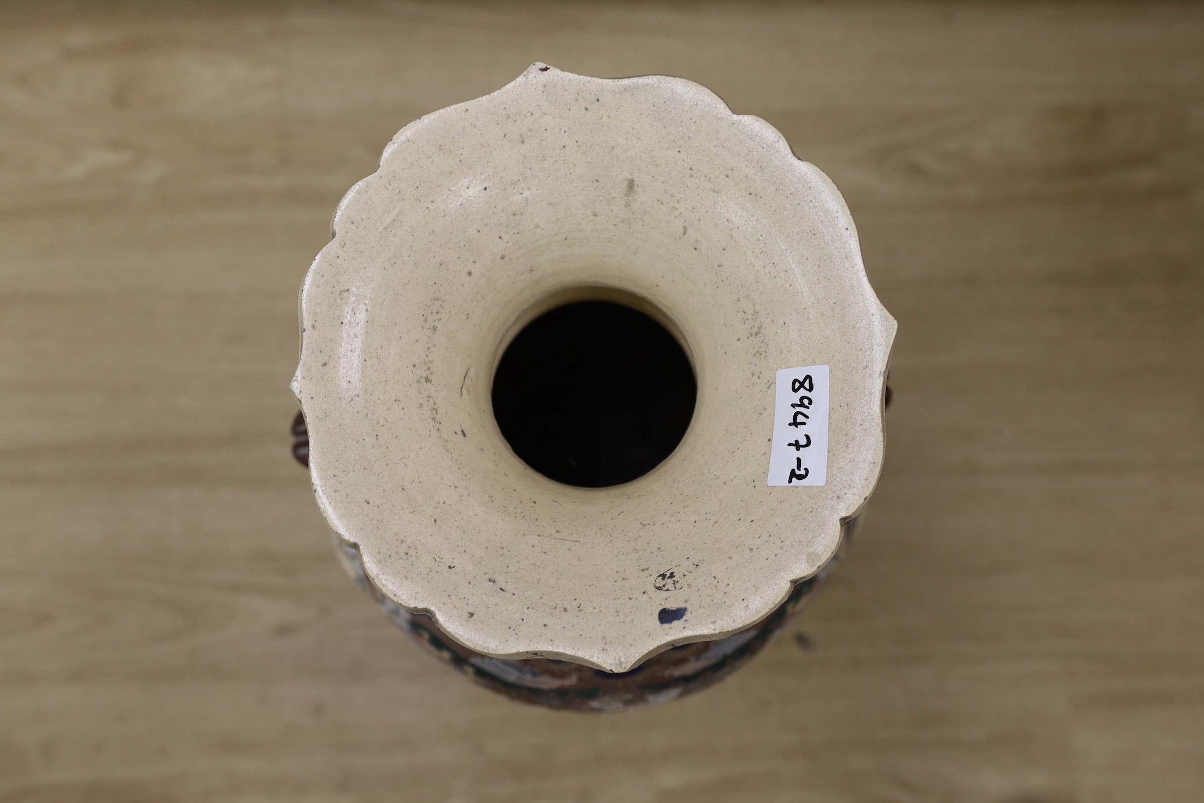 A massive Japanese Satsuma pottery vase, 81cm